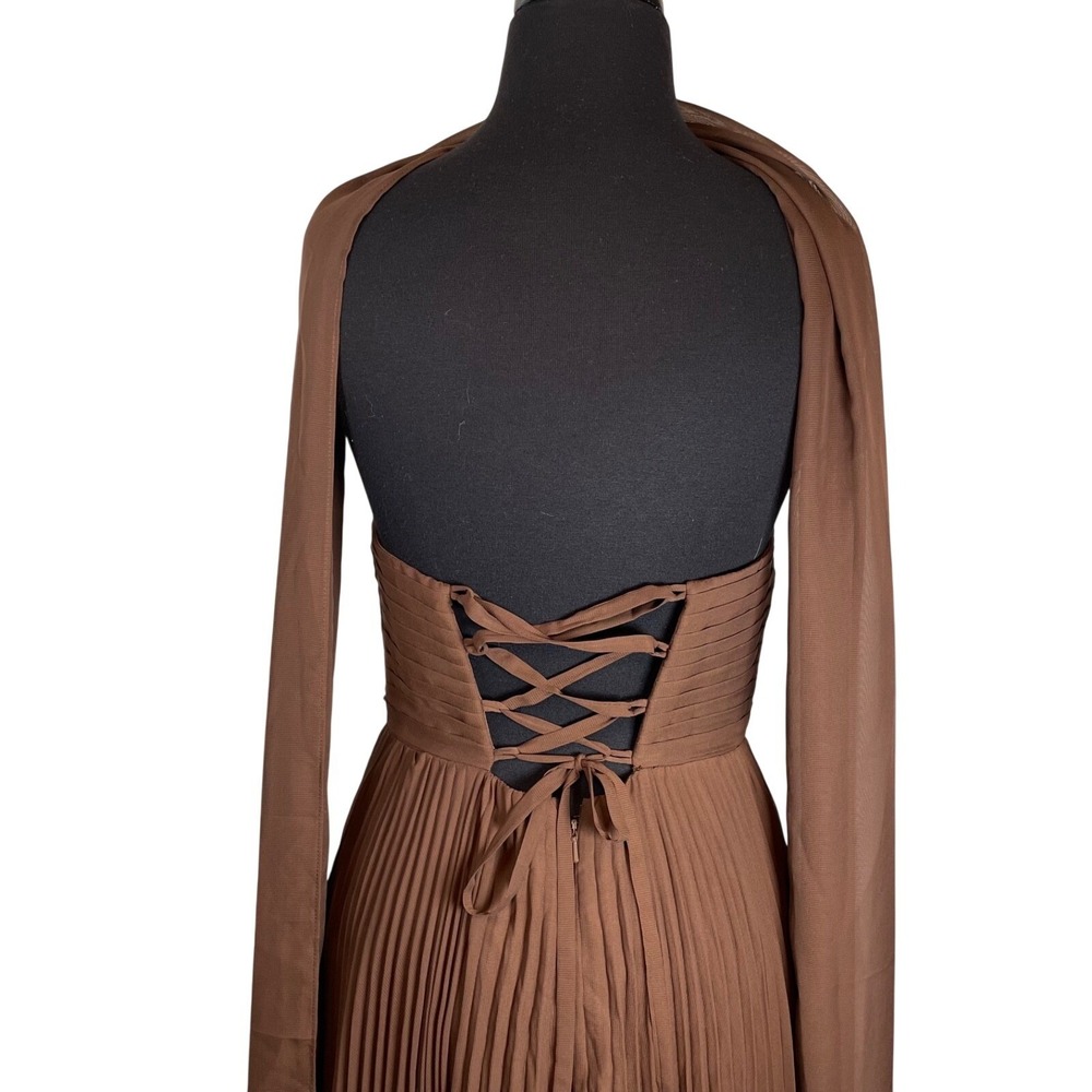 Azazie Bridesmaid Dress Wedding Guest Address Formal Long Gown Size 4 Brown - Picture 3 of 15
